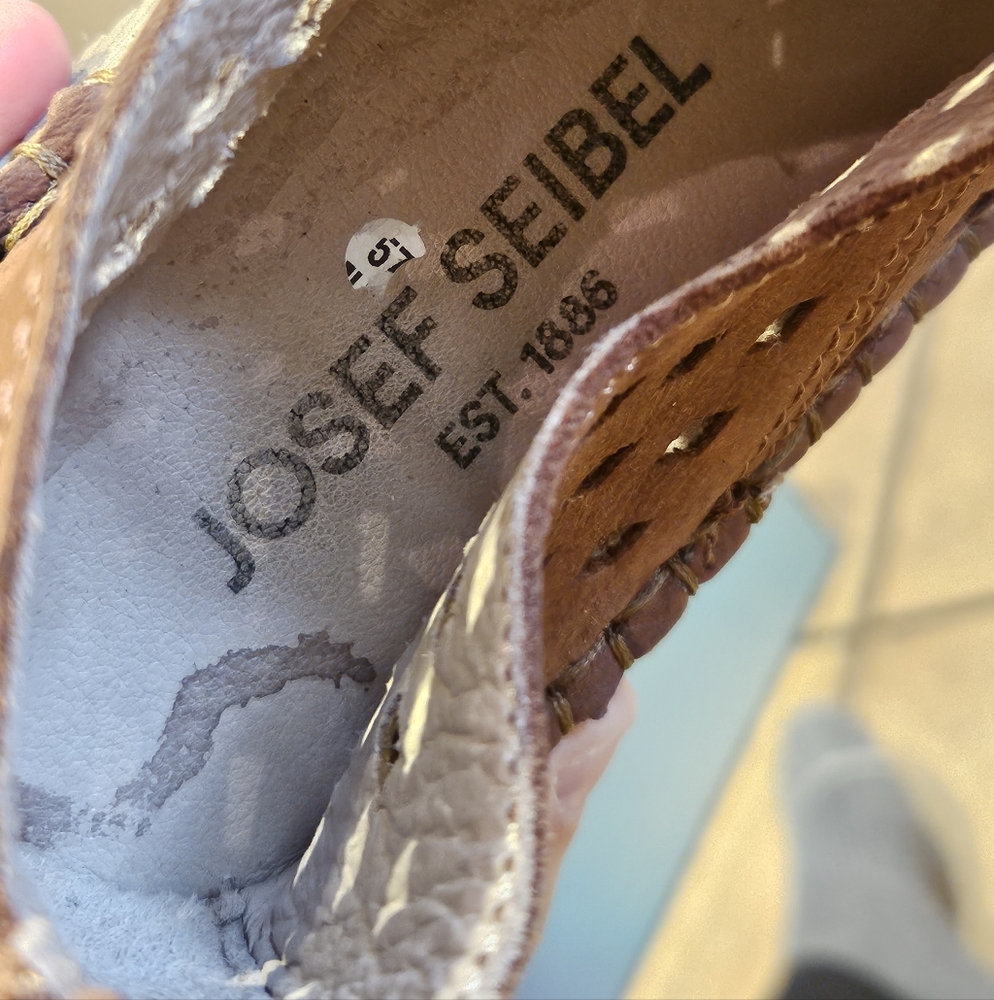 Josef Seibel Sophie Brown Leather Cut Out Laced Espadrilles women's 7.5 - Picture 8 of 10